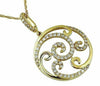 ESTATE .35CT DIAMOND 14KT YELLOW GOLD 3D CIRCULAR SWIRL FLOATING FUN PENDANT