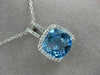 ESTATE 3.08CT DIAMOND & BLUE TOPAZ 14KT WHITE GOLD SQUARE HALO FLOATING PENDANT