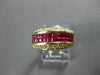 ESTATE WIDE 2.90CT DIAMOND & AAA SQUARE CUT RUBY 14KT YELLOW GOLD RING #23007