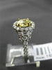 ESTATE 1.82CT FANCY YELLOW DIAMOND 18K TWO TONE GOLD 3D FILIGREE ENGAGEMENT RING
