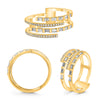WIDE .43CT DIAMOND 14K YELLOW GOLD ROUND AND BAGUETTE MULTI ROW CRISS CROSS RING