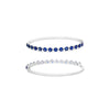 4.35CT DIAMOND & AAA SAPPHIRE 14K WHITE GOLD ROUND SEMI ETERNITY BANGLE BRACELET