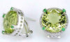 12.66CT DIAMOND & AAA EMERALD & LEMON QUARTZ 14KT WHITE GOLD 3D CLIP ON EARRINGS