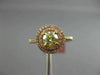 ESTATE .88CT PINK & GREEN DIAMOND 18KT ROSE GOLD 3D DOUBLE HALO ENGAGEMENT RING