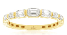 .85CT DIAMOND 14KT YELLOW GOLD EMERALD CUT GRADUATING 7 STONE ANNIVERSARY RING