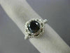 ESTATE 2.62CT WHITE & BLACK DIAMOND 14KT WHITE GOLD 3D FLOWER ENGAGEMENT RING
