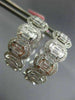 ESTATE LARGE 2.18CT DIAMOND 18KT WHITE GOLD 3D HALO OVAL HUGGIE HANGING EARRINGS