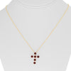 LARGE 2.17CT DIAMOND & AAA RUBY 14KT YELLOW GOLD 3D CLASSIC ROUND CROSS NECKLACE