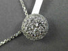 ESTATE .54CT DIAMOND 18KT WHITE GOLD 3D CLUSTER ROUND HALO FLOATING PENDANT 9mm