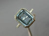 ESTATE LARGE 2.52CT DIAMOND & AQUAMARINE 14KT WHITE GOLD 3D HALO ENGAGEMENT RING