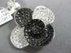 ESTATE LARGE 1.39CT WHITE & BLACK DIAMOND 18KT WHITE GOLD 3D FLOWER LOVE PENDANT