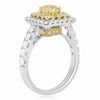 ESTATE 2.15CT WHITE & FANCY YELLOW DIAMOND 14KT 2 TONE GOLD HALO ENGAGEMENT RING