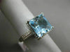 ESTATE LARGE 5.27CT AAA BLUE TOPAZ 14KT WHITE GOLD SQUARE HALO FILIGREE FUN RING