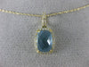 ESTATE 1.96CT DIAMOND & AAA BLUE TOPAZ 14KT YELLOW GOLD RECTANGULAR LOVE PENDANT