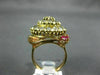 ANTIQUE LARGE 1.40CT DIAMOND & AAA RUBY 14KT TWO TONE GOLD COCKTAIL RING #23391