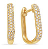 .27CT DIAMOND 14K YELLOW GOLD 3D CLASSIC 3 ROW PAVE SQUARE HOOP HANGING EARRINGS