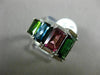 ESTATE LARGE 5.15CT DIAMOND & MULTI COLOR TOURMALINE 14K WHITE GOLD JOURNEY RING