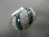 ESTATE LARGE 3.49CT WHITE BLUE DIAMOND 18K WHITE GOLD MULTI ROW ANNIVERSARY RING