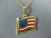 ESTATE RED WHITE & BLUE ENAMEL 14KT YELLOW GOLD 3D AMERICAN FLAG PENDANT #25306