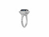 LARGE GIA CERTIFIED 6.56CT DIAMOND & AAA SAPPHIRE 18K WHITE GOLD ENGAGEMENT RING
