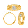 WIDE .25CT DIAMOND 14K YELLOW GOLD ROUND & BAGUETTE SQUARE HALO TRIPLE BAND RING