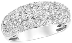 WIDE 1.67CT DIAMOND 18K WHITE GOLD MULTI ROW PAVE ROUND WEDDING ANNIVERSARY RING