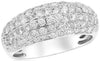 WIDE 1.67CT DIAMOND 18K WHITE GOLD MULTI ROW PAVE ROUND WEDDING ANNIVERSARY RING