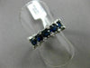 ESTATE WIDE 1.92CT DIAMOND & SAPPHIRE 14K WHITE GOLD 3D 5 STONE ANNIVERSARY RING