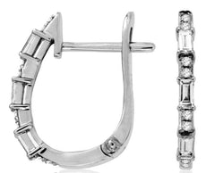 .26CT DIAMOND 14K WHITE GOLD 3D ROUND & BAGUETTE OVAL LEVERBACK HANGING EARRINGS