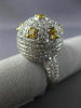 EXTRA LARGE 3.50CT WHITE & INTENSE YELLOW DIAMOND 18KT WHITE GOLD PAVE DOME RING