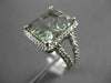 ESTATE LARGE 8.35CT DIAMOND & AAA GREEN AMETHYST 14K WHITE GOLD DOUBLE BAND RING