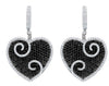 LARGE 5.23CT WHITE & BLACK DIAMOND 18KT WHITE GOLD 3D FILIGREE HANGING EARRINGS