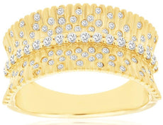ESTATE WIDE .55CT DIAMOND 14KT YELLOW GOLD 3D MULTI ROW ETOILE ANNIVERSARY RING