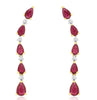 3.0CT DIAMOND & AAA RUBY 14K 2 TONE GOLD PEAR SHAPE & ROUND FUN HANGING EARRINGS