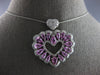 LARGE 7.5CT DIAMOND & AAA PINK SAPPHIRE 14KT WHITE GOLD 3D DOUBLE HEART PENDANT