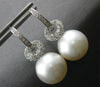 ESTATE LARGE .57CT DIAMOND & TAHITIAN PEARL 18KT WHITE GOLD LOVE KNOT HANGING EARRINGS