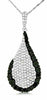 1.32CT WHITE & BLACK DIAMOND 14KT WHITE GOLD 3D CLASSIC PAVE TEAR DROP PENDANT