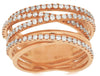 ESTATE WIDE .93CT DIAMOND 14KT ROSE GOLD CLASSIC MULTI ROW CRISS CROSS FUN RING