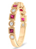 .44CT DIAMOND & AAA RUBY 14K ROSE GOLD PRINCESS & ROUND CLASSIC ANNIVERSARY RING