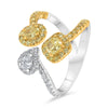 LARGE 1.30CT DIAMOND 14KT 2 TONE GOLD MULTI SHAPE 3 STONE CRISS CROSS LOVE RING