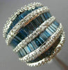 ESTATE MASSIVE 5.05CT ROUND & BAGUETTE WHITE & BLUE DIAMOND 14KT WHITE GOLD RING