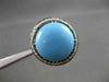 ESTATE LARGE .36CTW BLACK & WHITE DIAMOND & AAA TURQUOISE 14KT WHITE GOLD RING