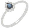 ESTATE .27CT DIAMOND & AAA SAPPHIRE 14KT WHITE GOLD PEAR SHAPE CLASSIC LOVE RING