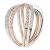 ESTATE WIDE .95CT ROUND DIAMOND 18K WHITE & ROSE GOLD 3D CLASSIC X LOVE FUN RING