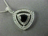 ESTATE LARGE 1.15CT DIAMOND & AAA SAPPHIRE 14K WHITE GOLD 3D DOUBLE HALO PENDANT