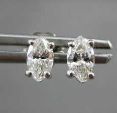 ESTATE .55CT MARQUISE CUT DIAMOND 14KT WHITE GOLD 3D CLASSIC STUD EARRINGS #5163