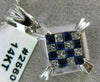 ESTATE LARGE .43CT DIAMOND & AAA SAPPHIRE 14KT WHITE GOLD SQUARE PENDANT 25601