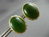 ANTIQUE LARGE & AAA JADE 14KT YELLOW GOLD 3D OVAL FILIGREE STUD EARRINGS #26105