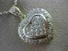 ESTATE LARGE 2.60CT DIAMOND 18K WHITE & YELLOW GOLD 3D PAVE HEART PENDANT #99988