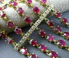 ESTATE WIDE 26.91CT DIAMOND & RUBY 14KT YELLOW GOLD 3D MULTI ROW TENNIS BRACELET